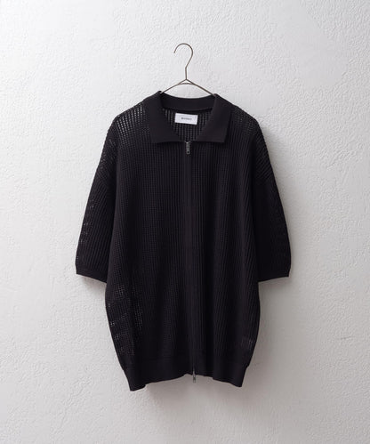 雙拉鍊網眼針織襯衫