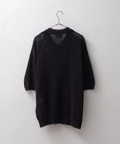 雙拉鍊網眼針織襯衫