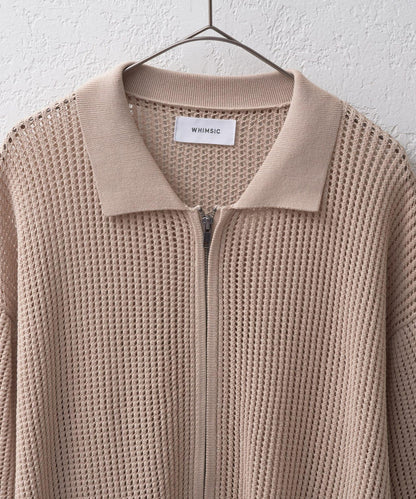 雙拉鍊網眼針織襯衫