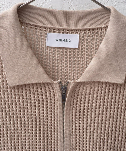 雙拉鍊網眼針織襯衫