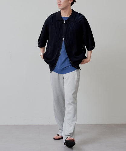 雙拉鍊網眼針織襯衫