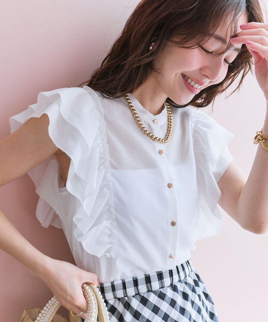 La boutique BonBon 荷葉邊褶飾袖 襯衫