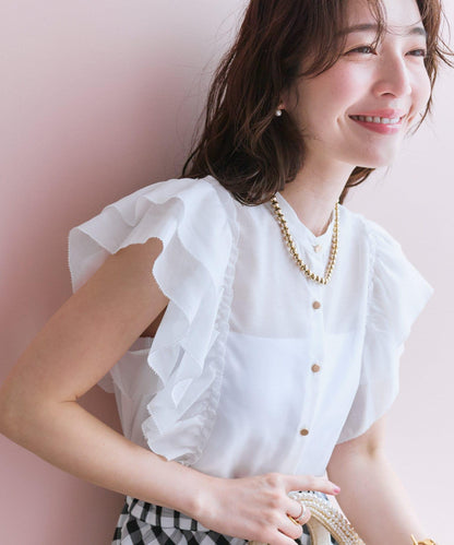 La boutique BonBon 荷葉邊褶飾袖 襯衫