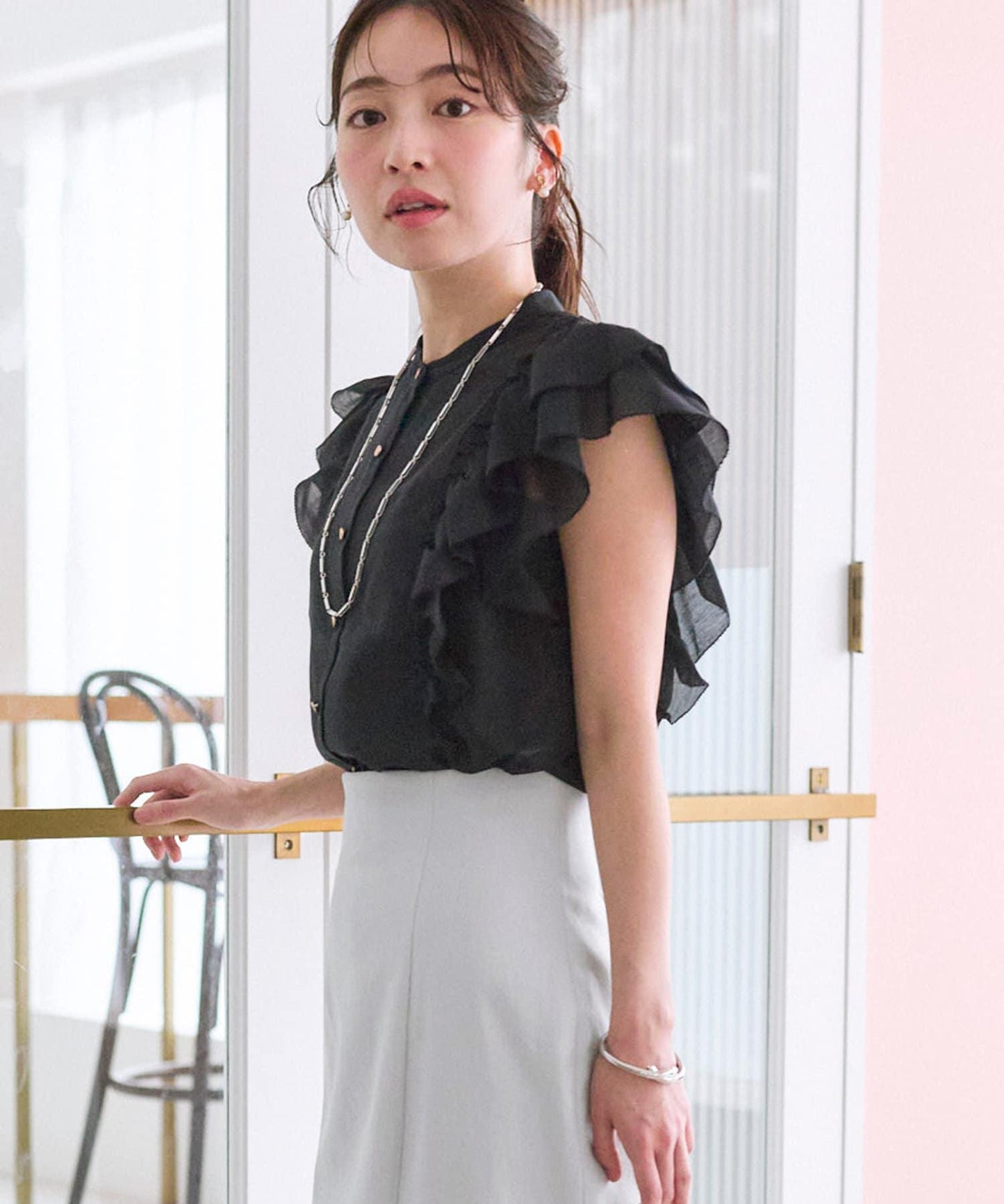 La boutique BonBon 荷葉邊褶飾袖 襯衫