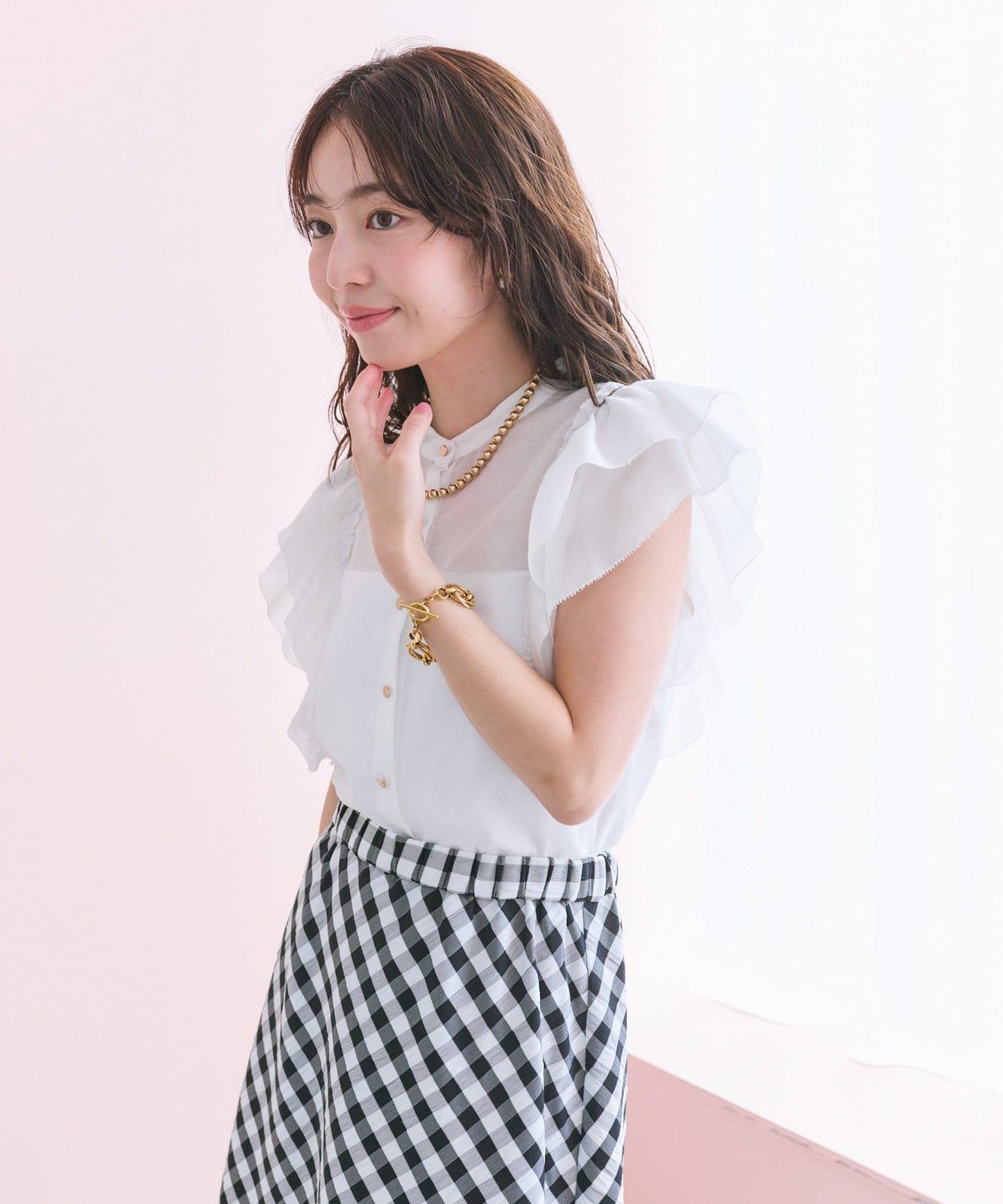 La boutique BonBon 荷葉邊褶飾袖 襯衫