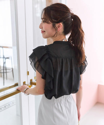 La boutique BonBon 荷葉邊褶飾袖 襯衫