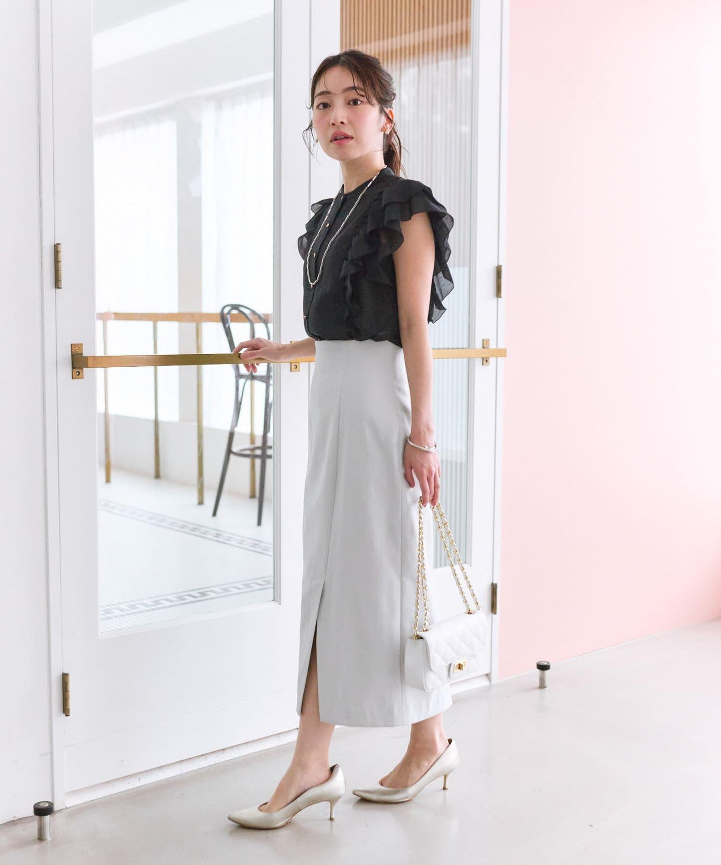 La boutique BonBon 荷葉邊褶飾袖 襯衫