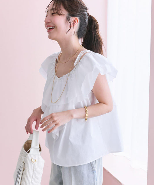 La boutique BonBon 棉絲荷葉邊襯衫