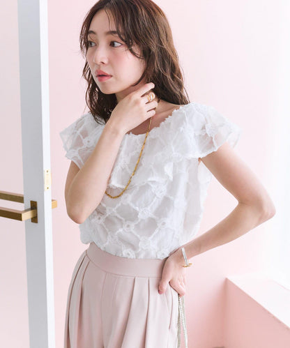 透膚玫瑰圖案襯衫