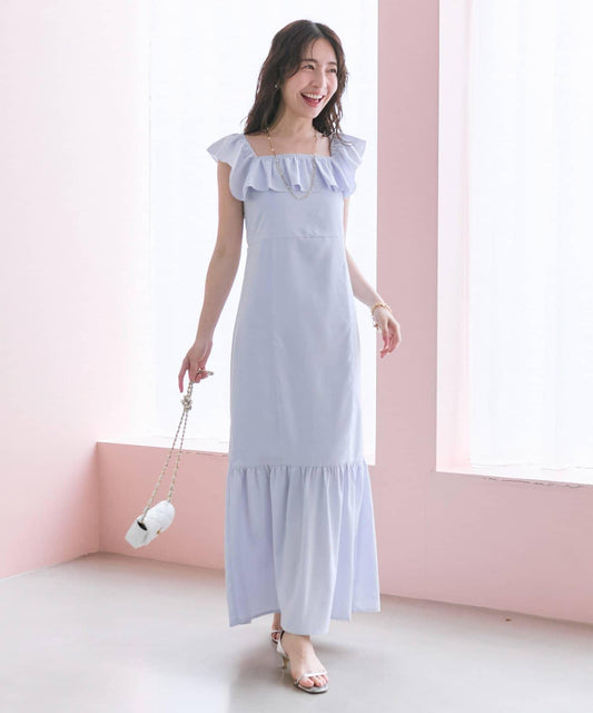 荷葉邊美人魚連衣裙