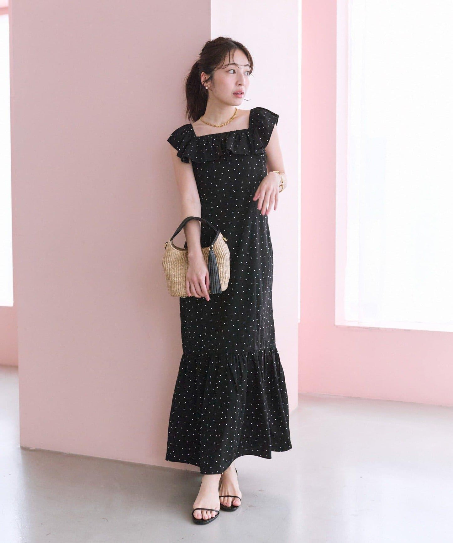 荷葉邊美人魚連衣裙