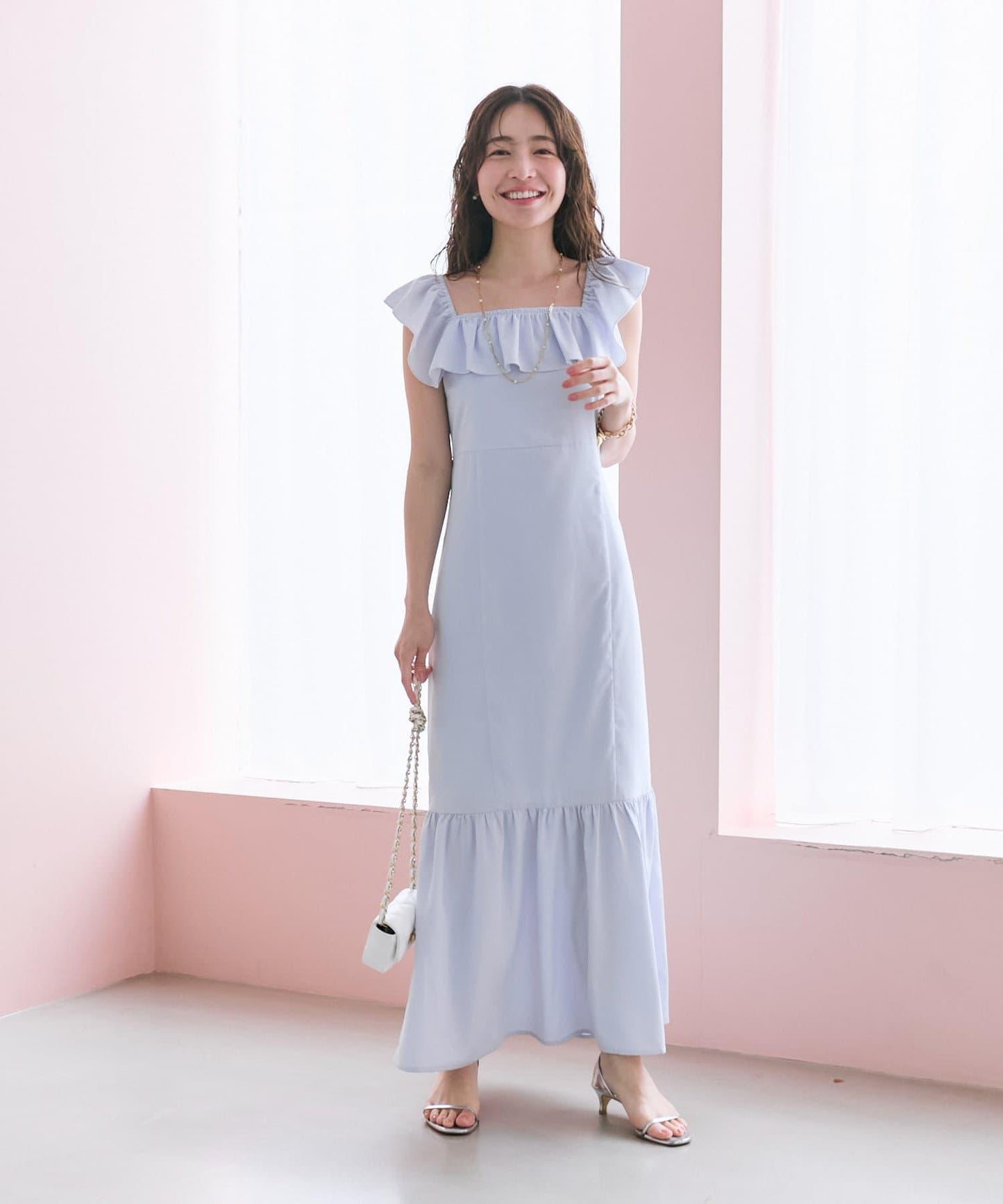 荷葉邊美人魚連衣裙