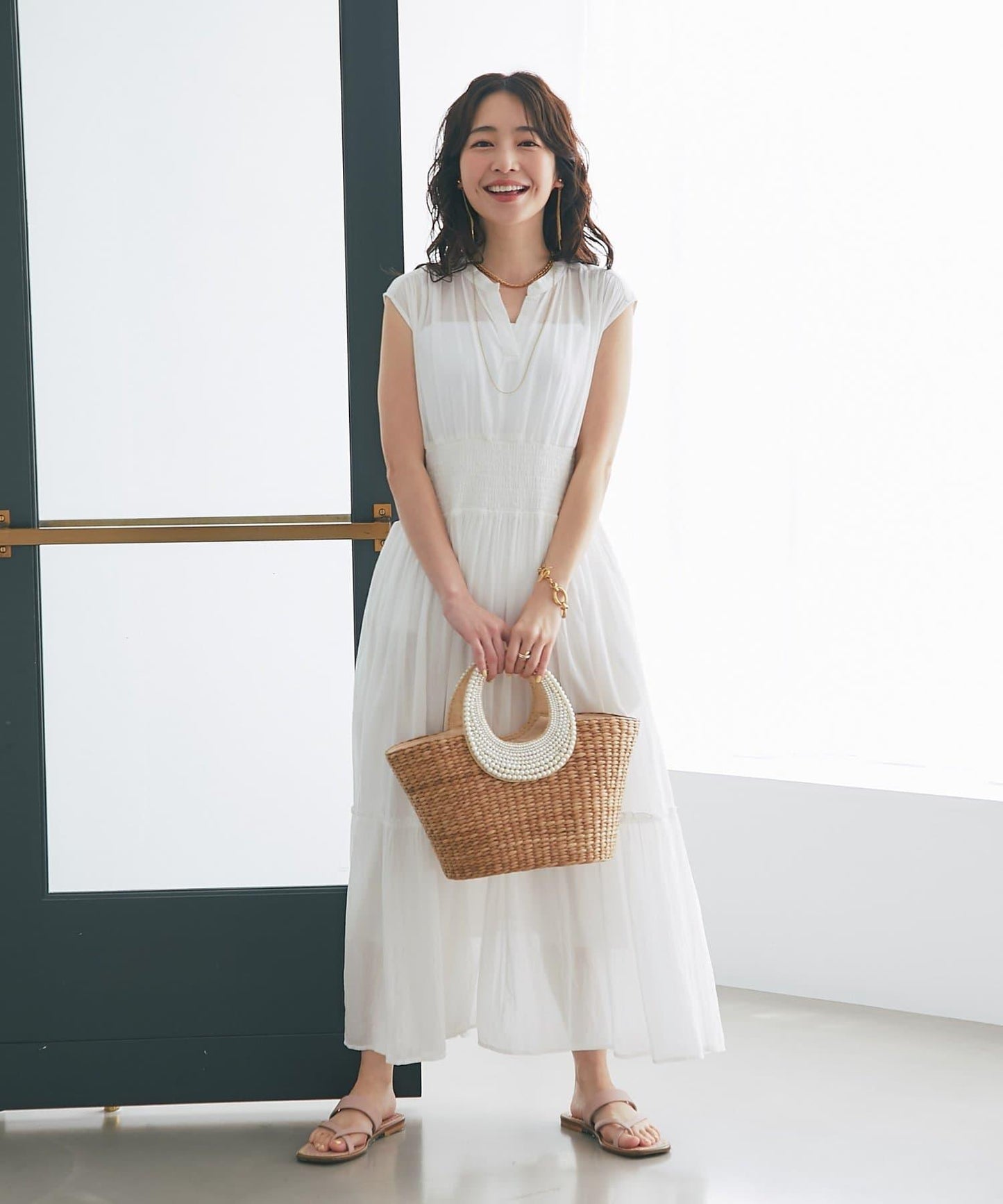 La boutique BonBon 棉質腰部抽褶連衣裙