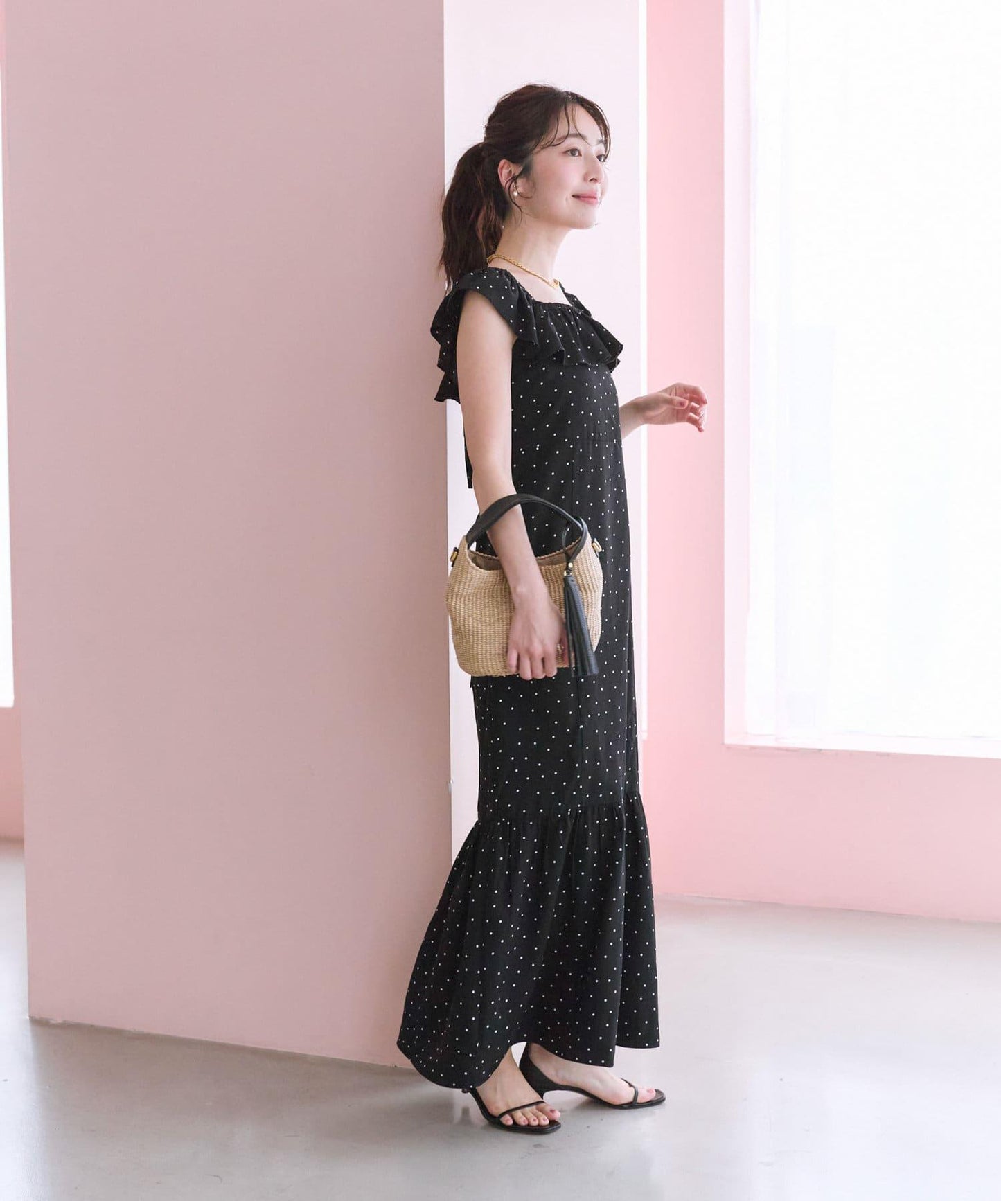 荷葉邊美人魚連衣裙