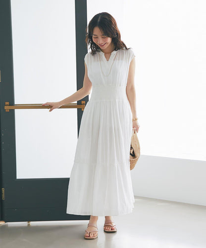 La boutique BonBon 棉質腰部抽褶連衣裙