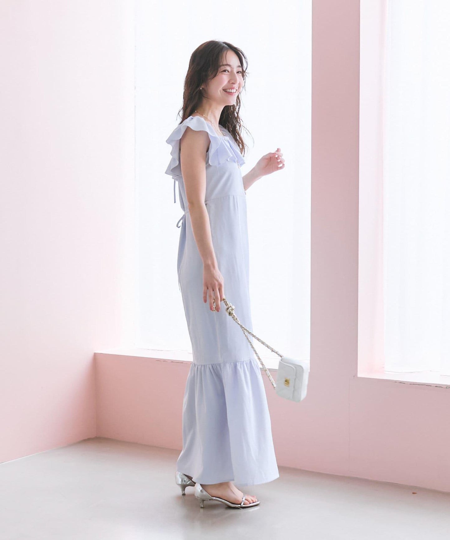 荷葉邊美人魚連衣裙