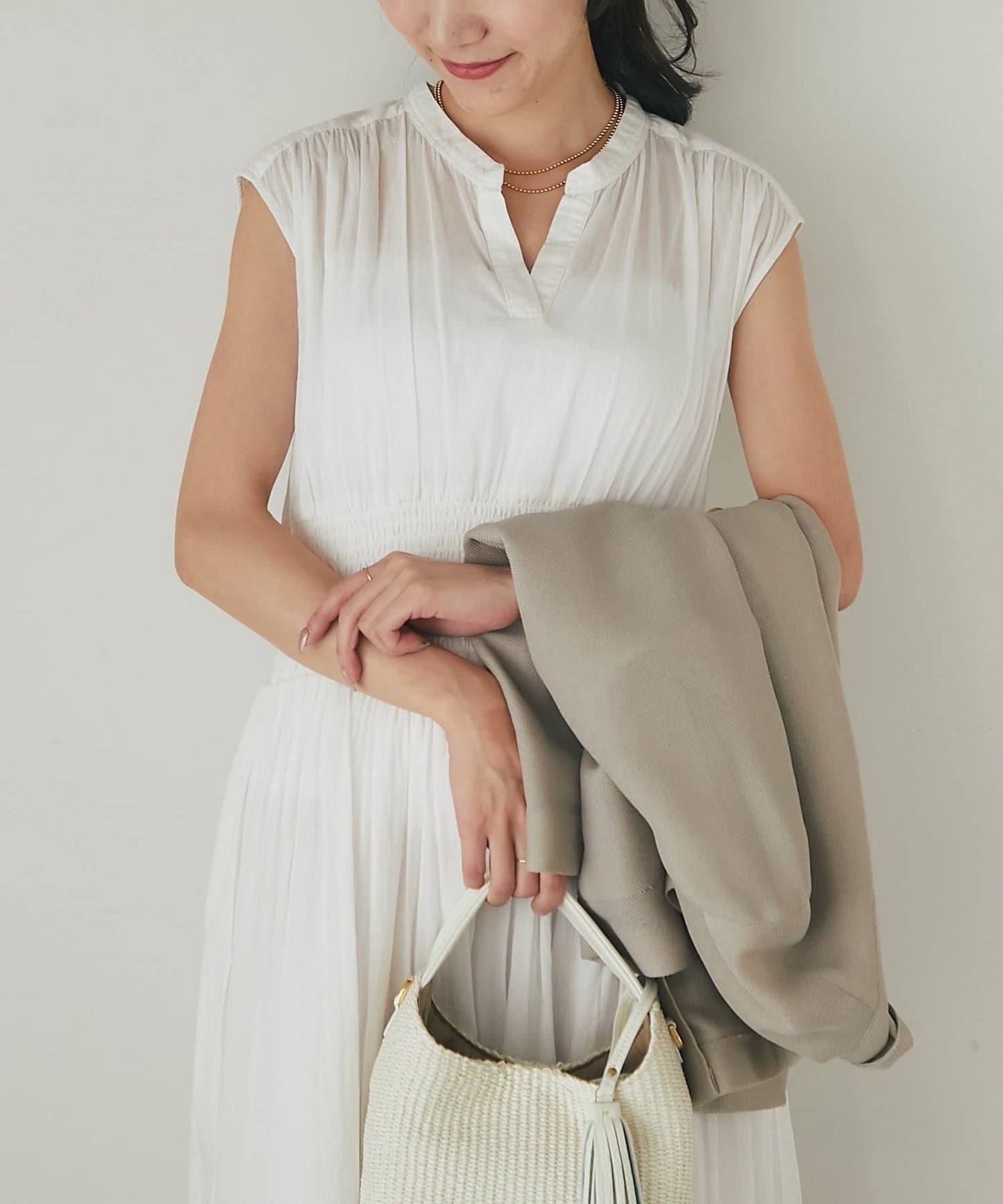 La boutique BonBon 棉質腰部抽褶連衣裙