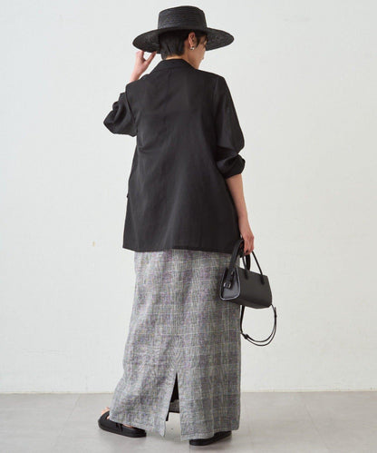 格紋亞麻吊帶連衣裙