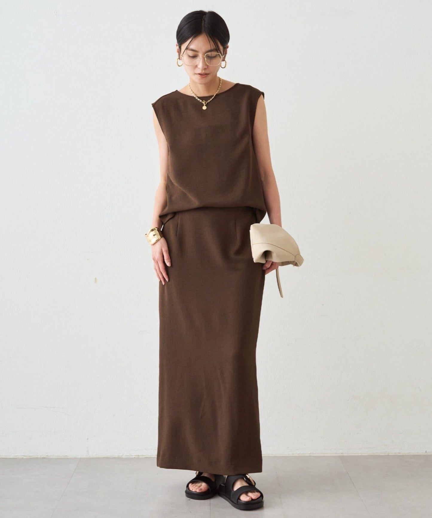 雙層喬其紗 修身 半身裙