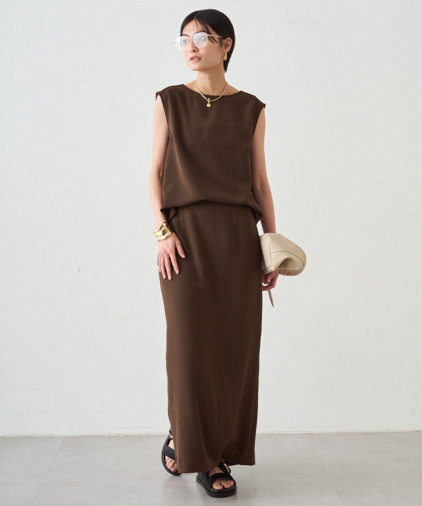 雙層喬其紗 修身 半身裙