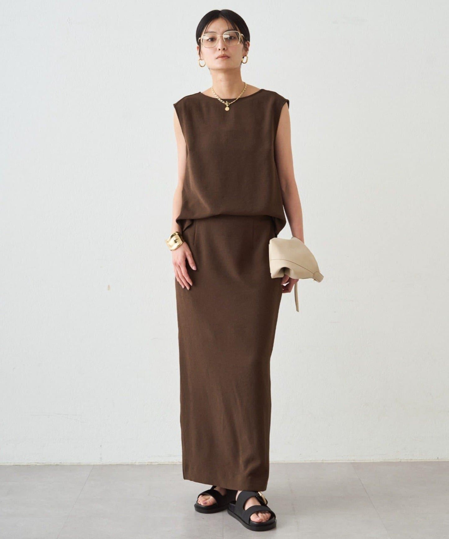 雙層喬其紗 修身 半身裙