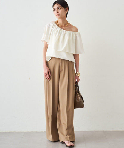 荷葉邊露肩設計 女式襯衫