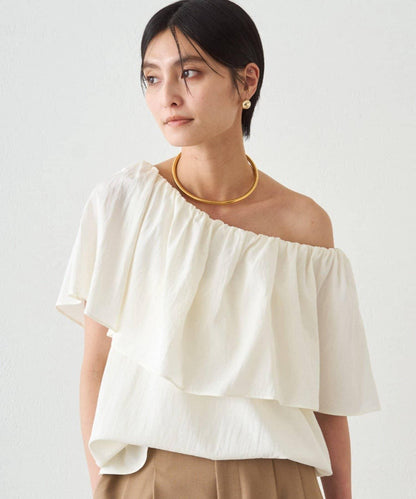 荷葉邊露肩設計 女式襯衫