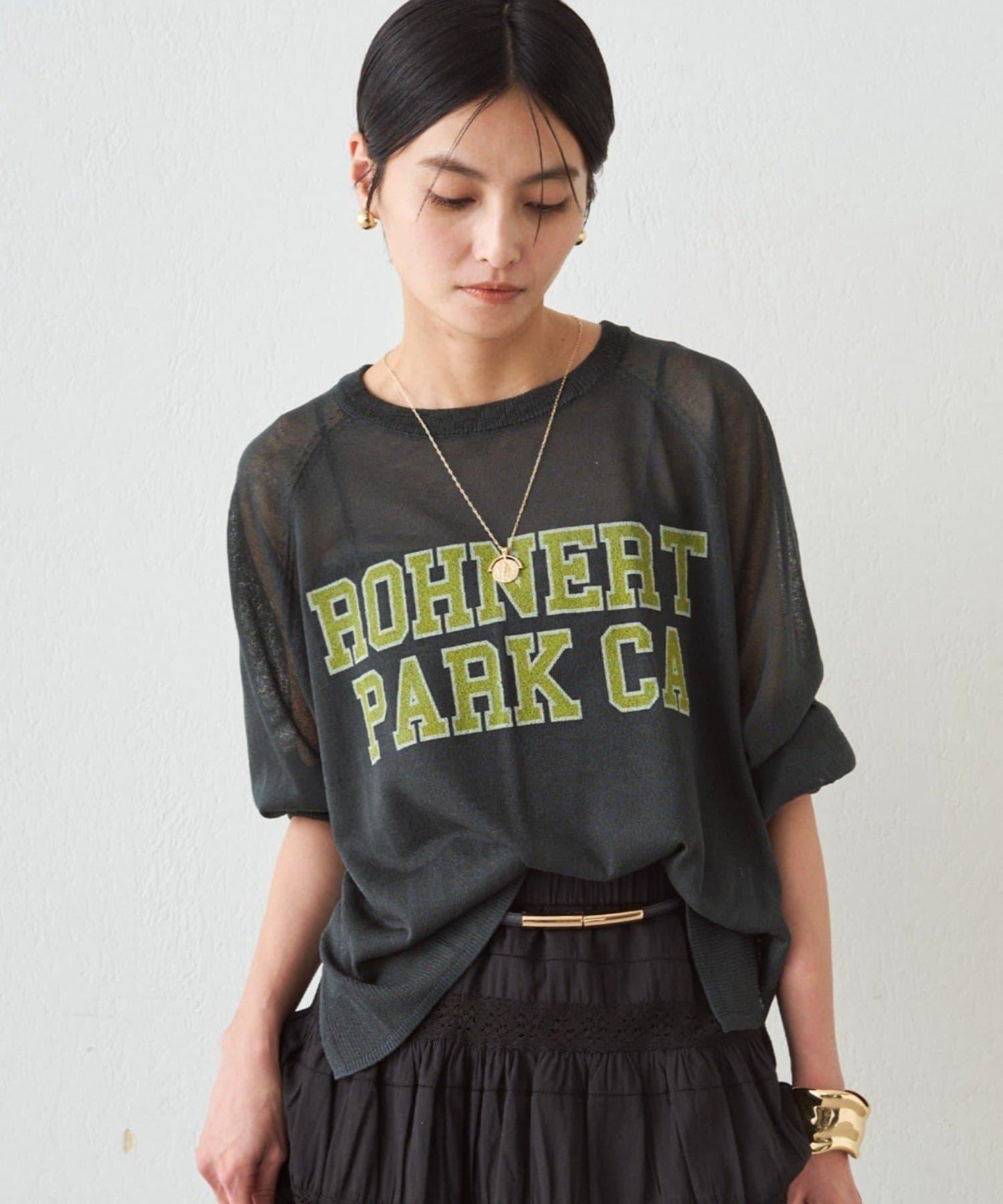 透感學院字母印花 針織上衣