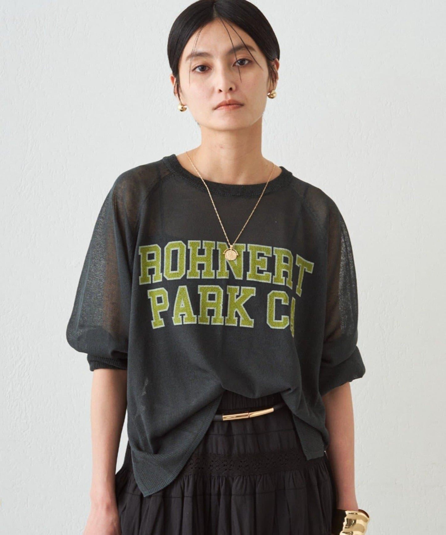 透感學院字母印花 針織上衣