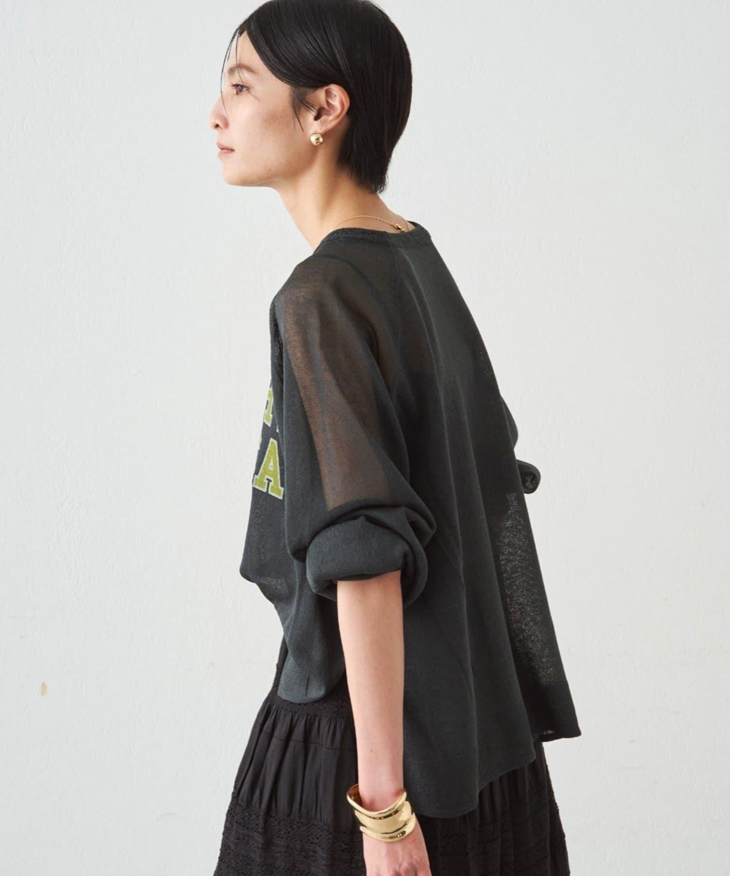 透感學院字母印花 針織上衣