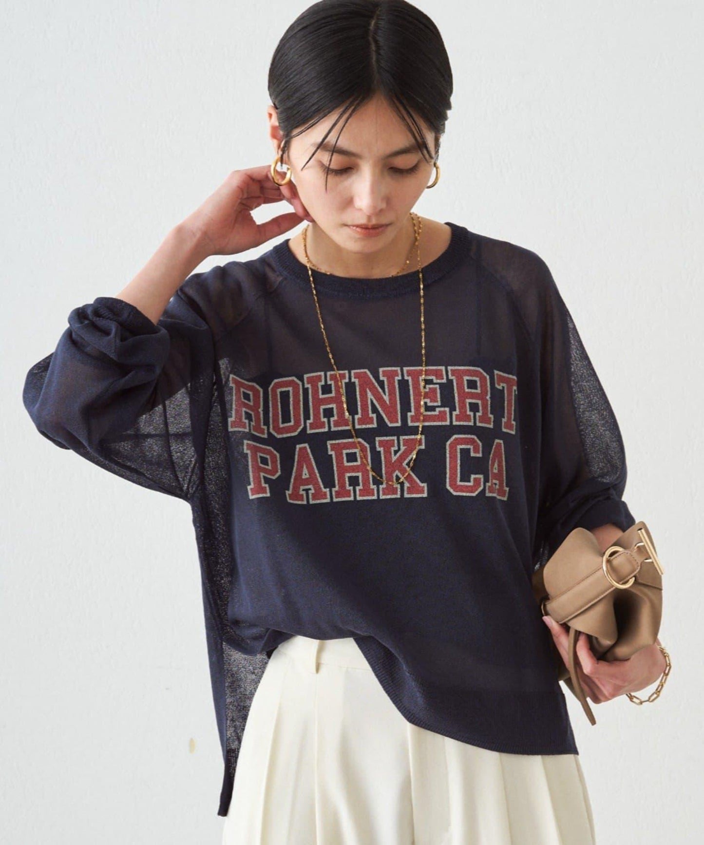 透感學院字母印花 針織上衣