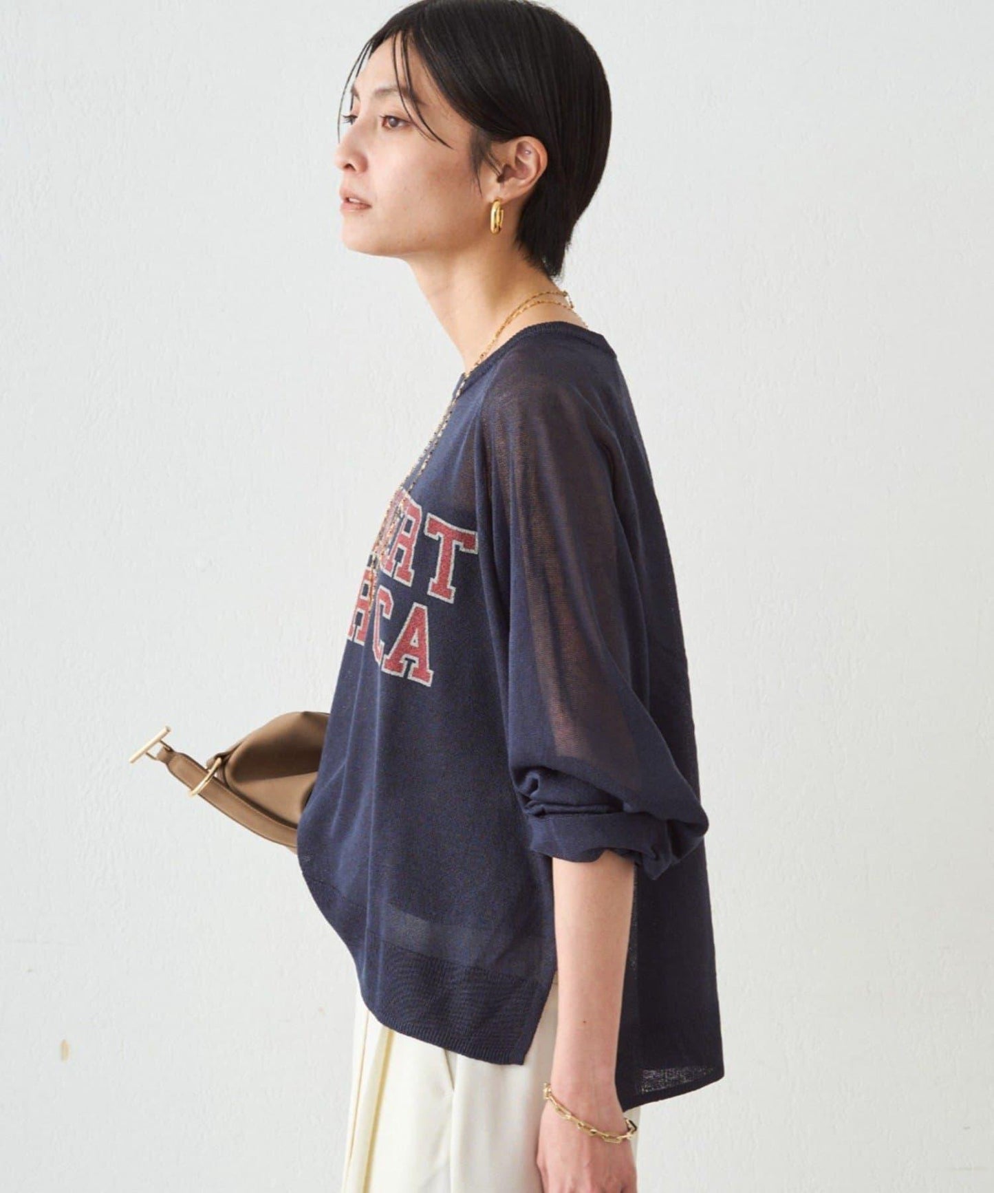 透感學院字母印花 針織上衣