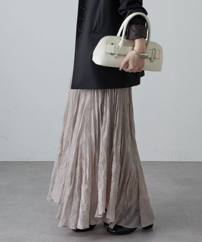 透感格紋百褶半身裙