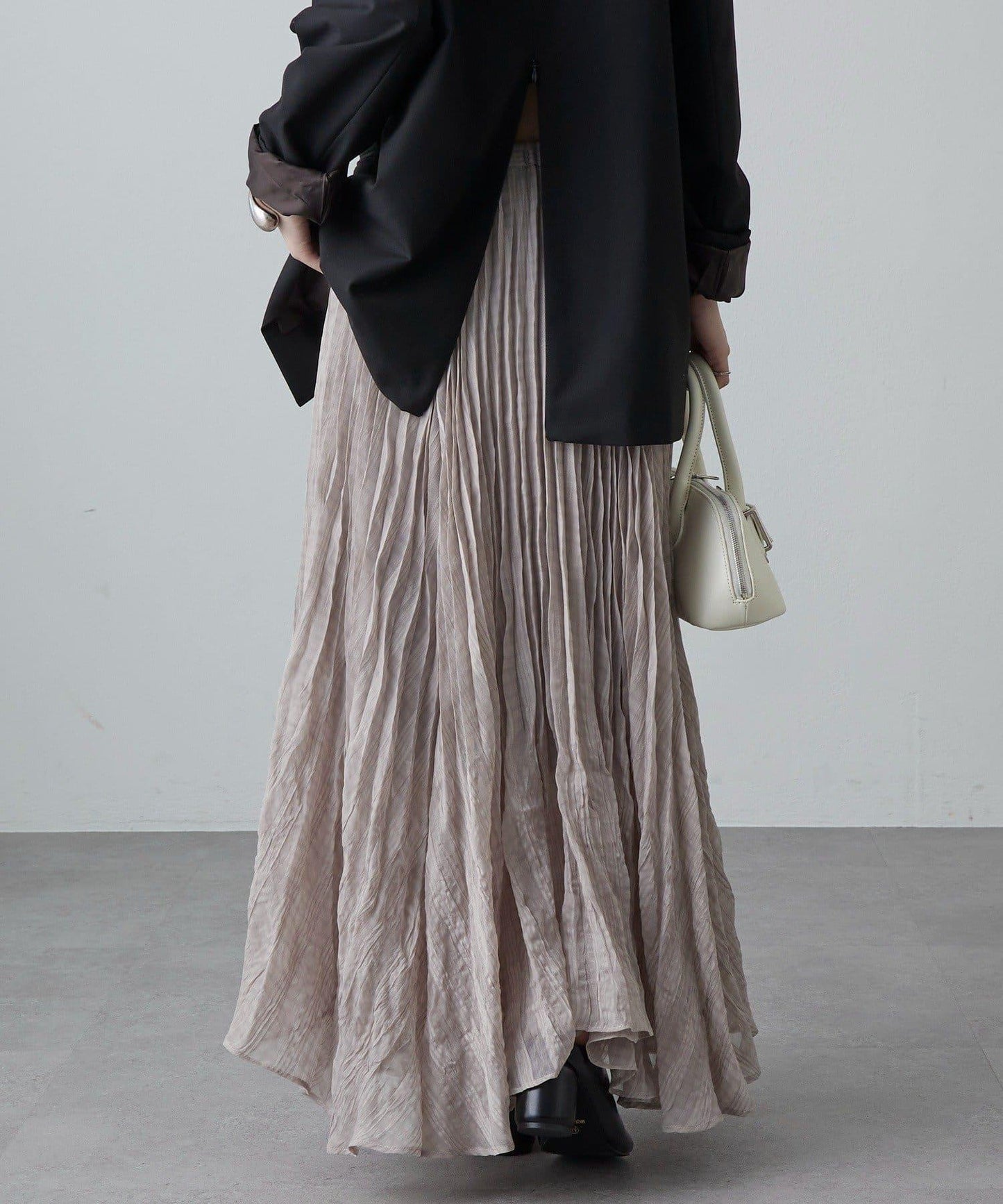 透感格紋百褶半身裙