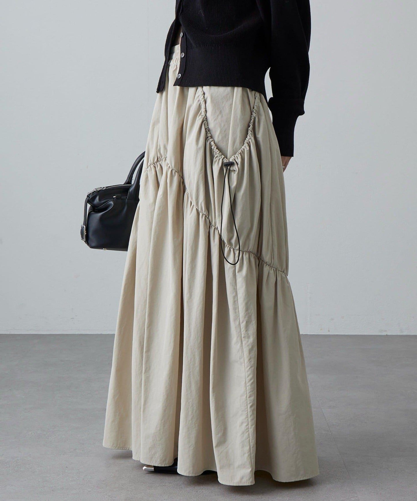 大口袋抽褶半身裙