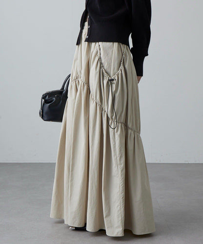 大口袋抽褶半身裙