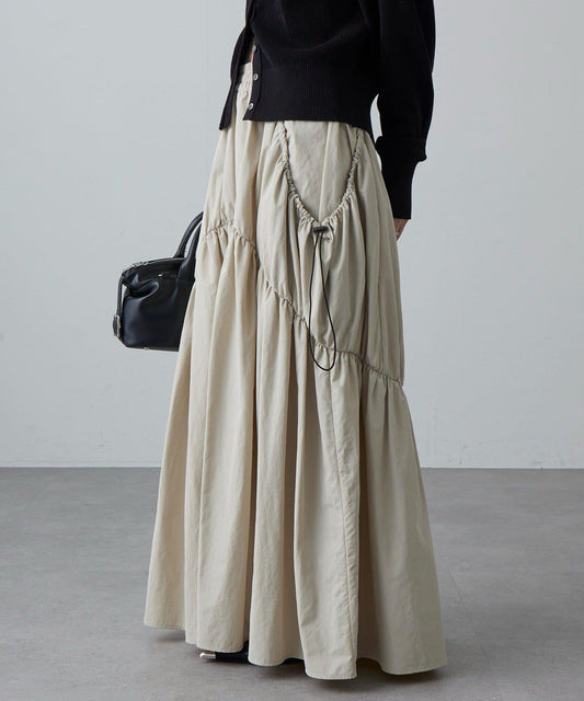 大口袋抽褶半身裙