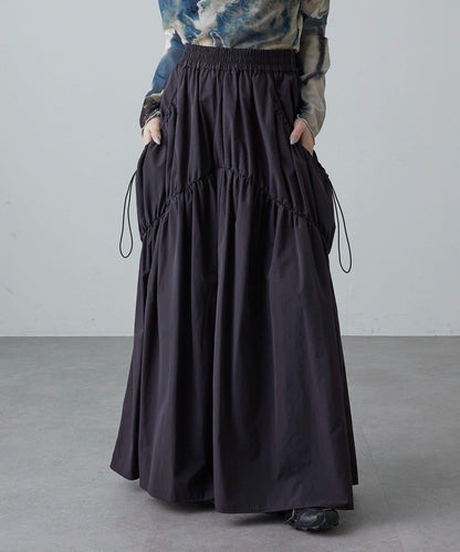 大口袋抽褶半身裙