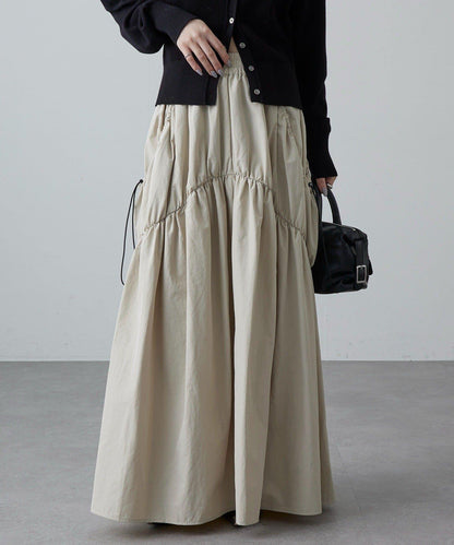 大口袋抽褶半身裙