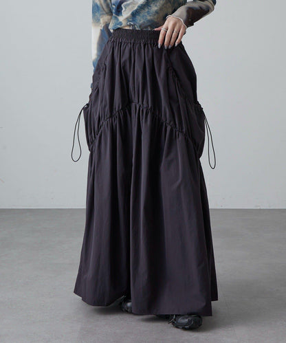 大口袋抽褶半身裙