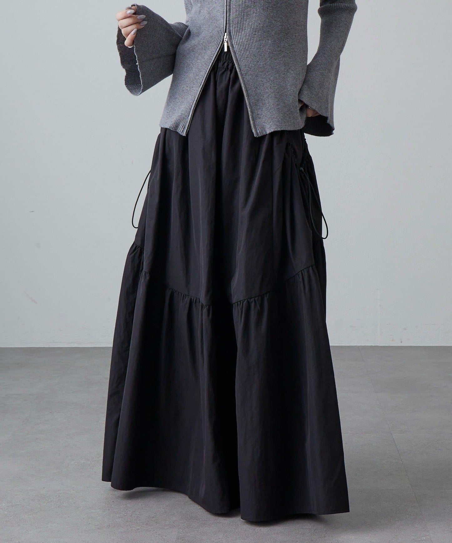 大口袋抽褶半身裙