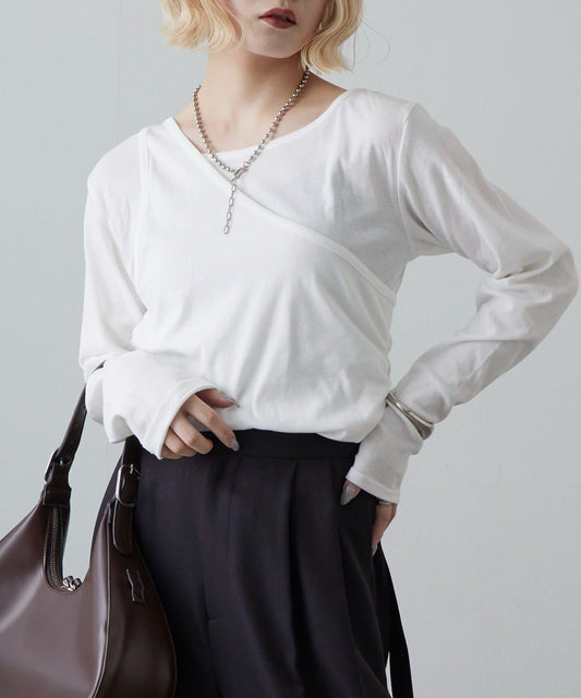單肩疊穿設計 上衣