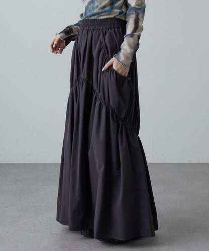 大口袋抽褶半身裙