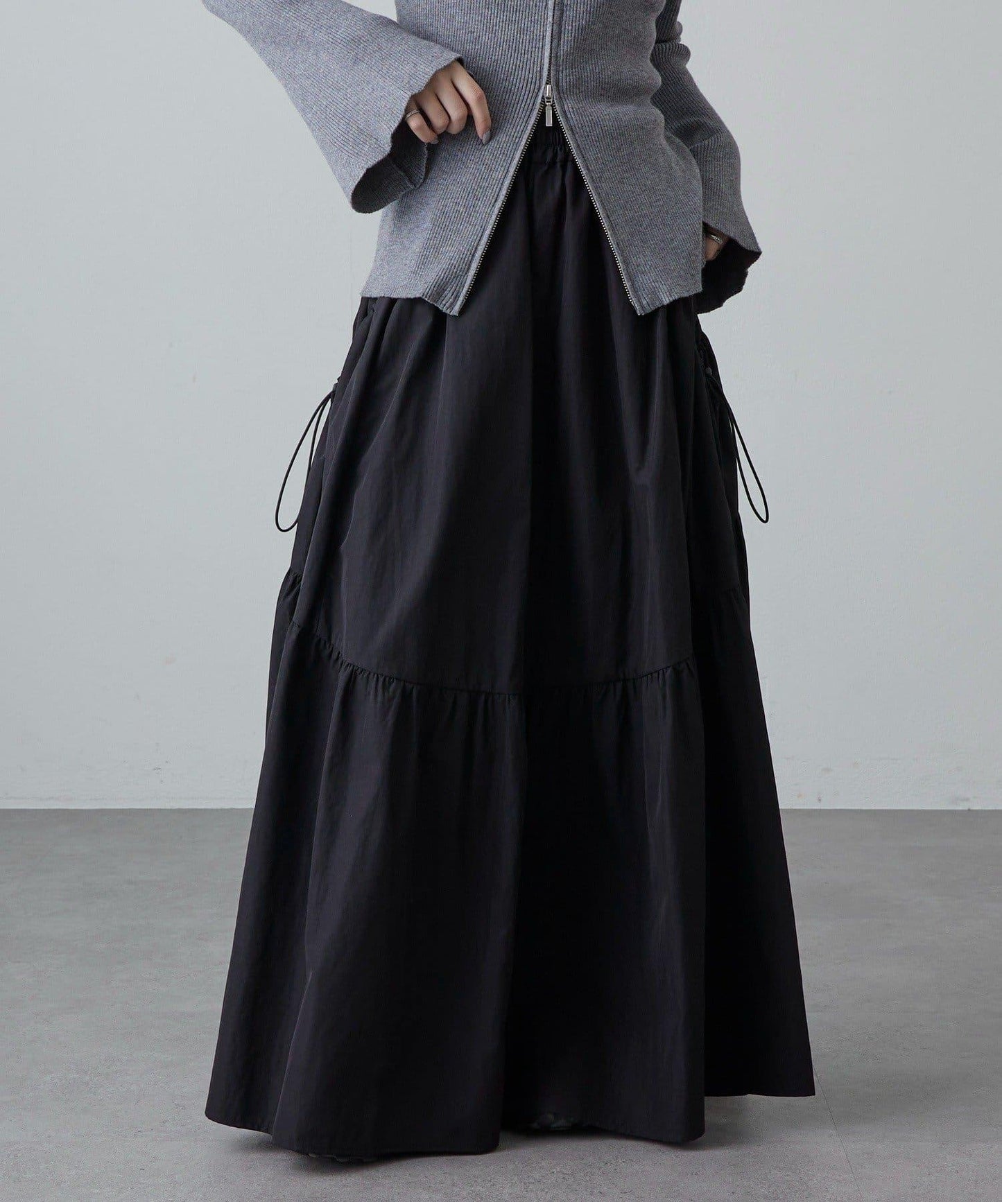 大口袋抽褶半身裙