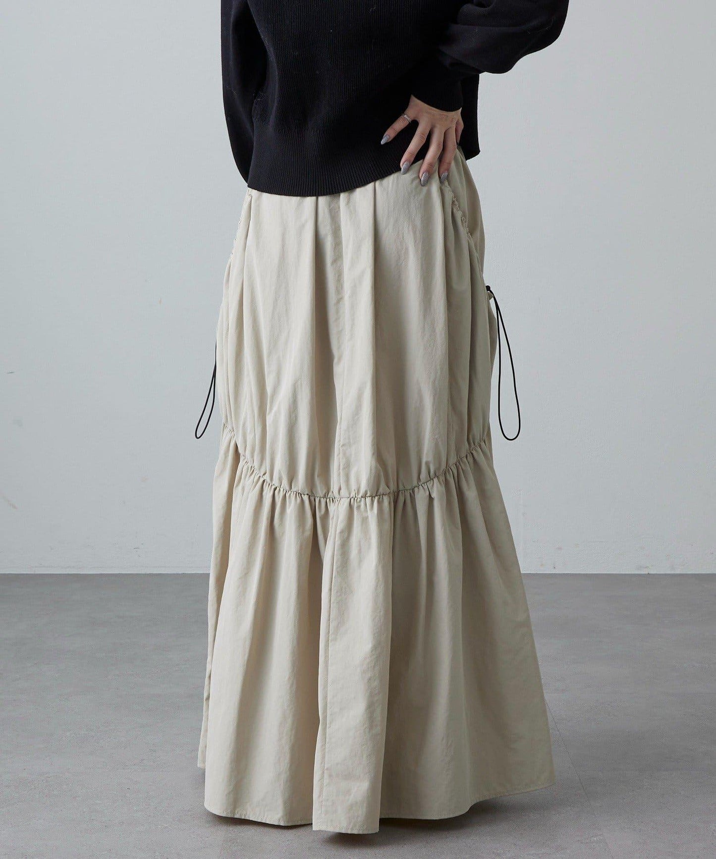 大口袋抽褶半身裙