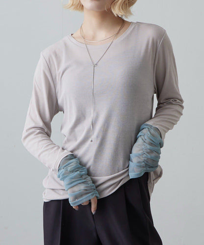 袖部抽褶設計 套頭上衣