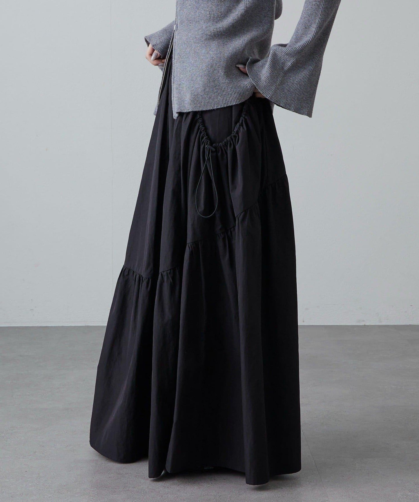 大口袋抽褶半身裙