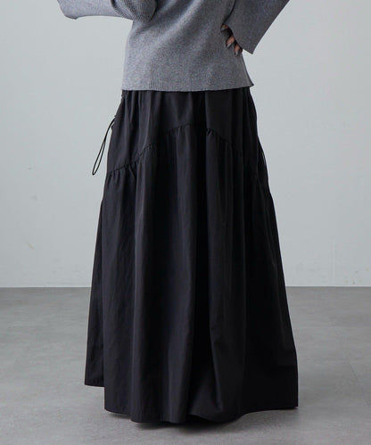 大口袋抽褶半身裙