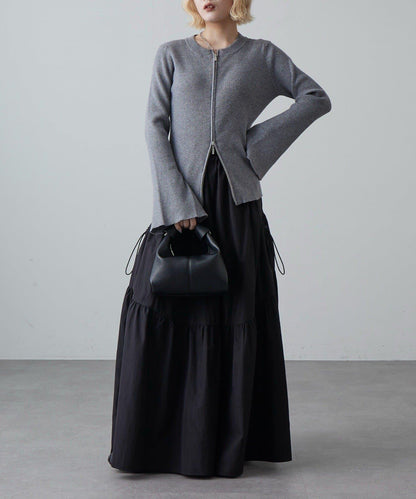 大口袋抽褶半身裙