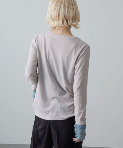 袖部抽褶設計 套頭上衣